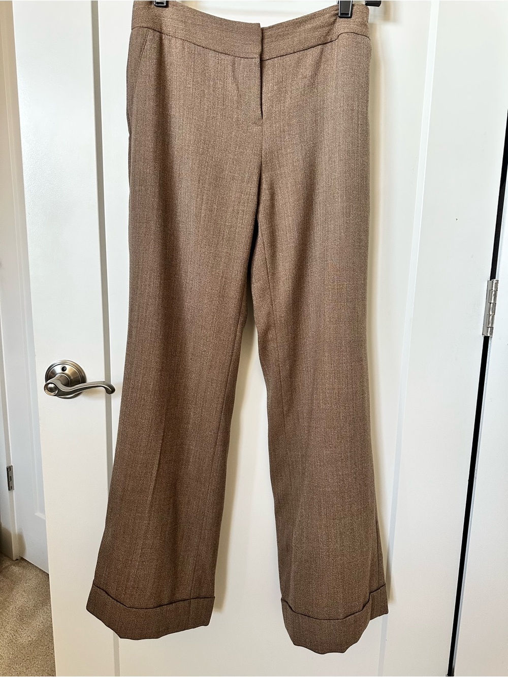 LOFT Wide Leg Brown Cuffed Wool Pants Petite